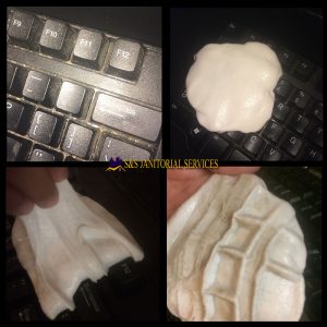 To use the homemade cleaning goo, apply it to your keyboard or vents, then gently pull off.